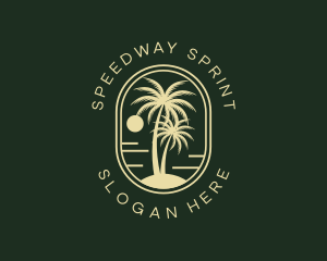 Tropical Beach Palm Tree logo design