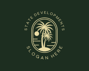 Tropical Beach Palm Tree logo design