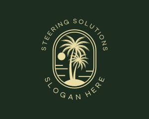 Tropical Beach Palm Tree logo design