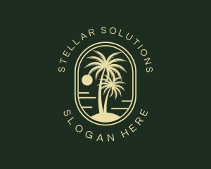 Tropical Beach Palm Tree logo design