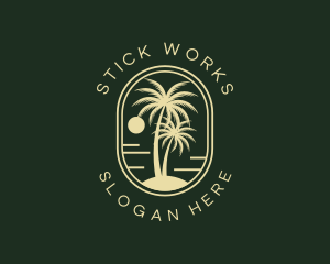 Tropical Beach Palm Tree logo design