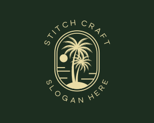 Tropical Beach Palm Tree logo design