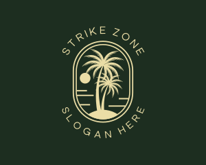 Tropical Beach Palm Tree logo design