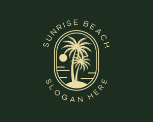 Tropical Beach Palm Tree logo design