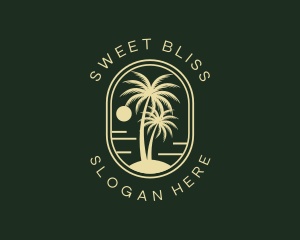 Tropical Beach Palm Tree logo design