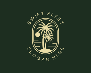 Tropical Beach Palm Tree logo design