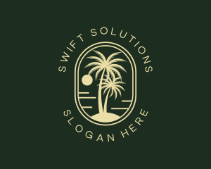 Tropical Beach Palm Tree logo design