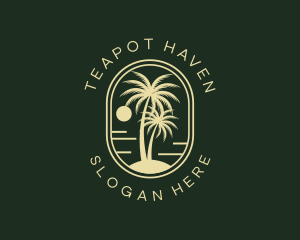 Tropical Beach Palm Tree logo design