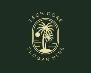 Tropical Beach Palm Tree logo design