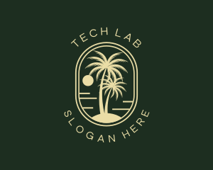 Tropical Beach Palm Tree logo design