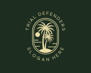 Tropical Beach Palm Tree logo design