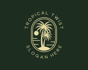 Tropical Beach Palm Tree logo design