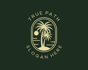 Tropical Beach Palm Tree logo design