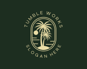 Tropical Beach Palm Tree logo design