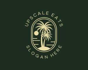 Tropical Beach Palm Tree logo design