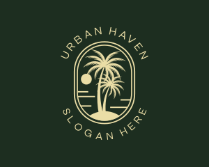 Tropical Beach Palm Tree logo design