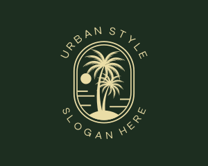 Tropical Beach Palm Tree logo