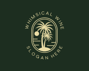 Tropical Beach Palm Tree logo design