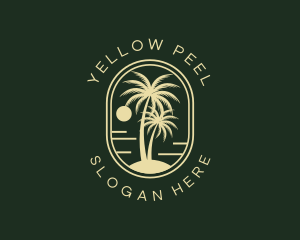 Tropical Beach Palm Tree logo design