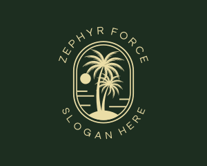 Tropical Beach Palm Tree logo design