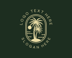 Tropical Beach Palm Tree logo
