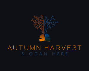 Dawn Dusk Autumn Tree logo design