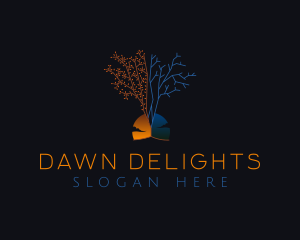 Dawn Dusk Autumn Tree logo design