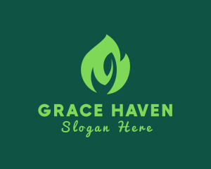 Green Natural Flame  Logo