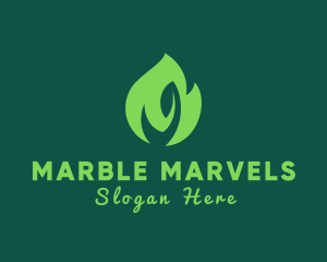 Green Natural Flame  Logo