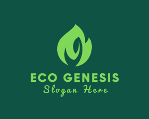 Green Natural Flame  logo design