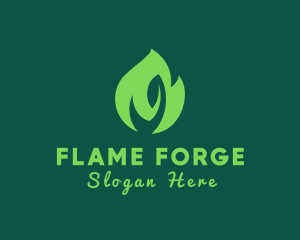 Green Natural Flame  logo design