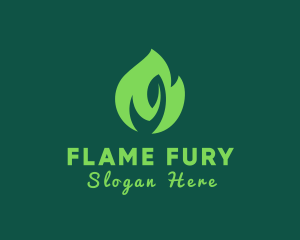 Green Natural Flame  logo design