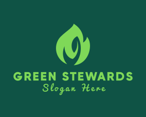 Green Natural Flame  logo design