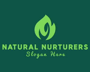 Green Natural Flame  logo design