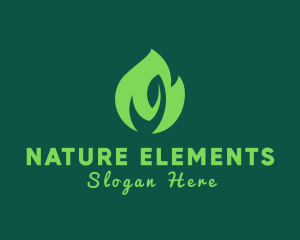 Green Natural Flame  logo design