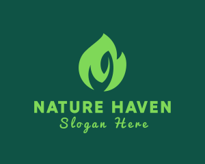 Green Natural Flame  logo design