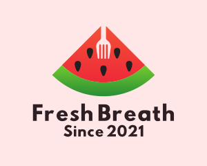 Watermelon Slice Fork  logo design