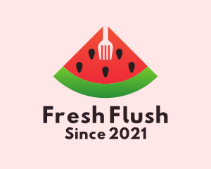 Watermelon Slice Fork  logo design