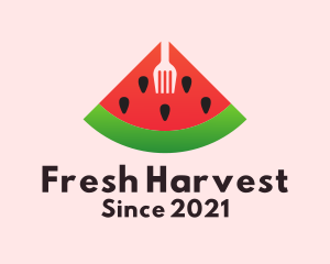 Watermelon Slice Fork  logo design