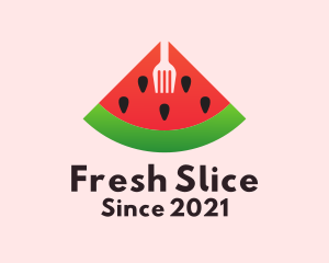 Watermelon Slice Fork  logo design