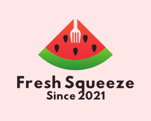 Watermelon Slice Fork  logo design