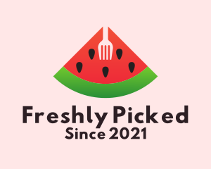 Watermelon Slice Fork  logo design