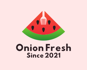 Watermelon Slice Fork  logo design