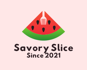 Watermelon Slice Fork  logo design