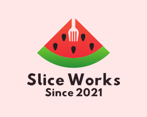 Watermelon Slice Fork  logo design