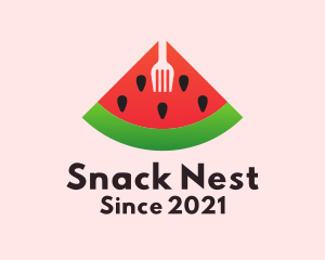 Watermelon Slice Fork  logo design