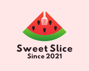 Watermelon Slice Fork  logo design