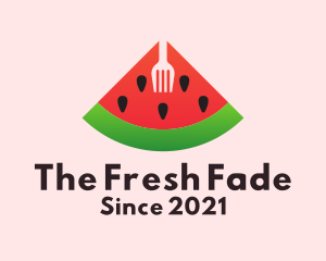 Watermelon Slice Fork  logo design