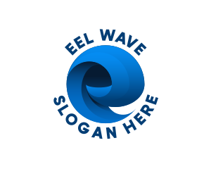 Surfing Wave Letter E logo design