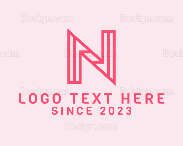 Pink Outline Letter N Logo